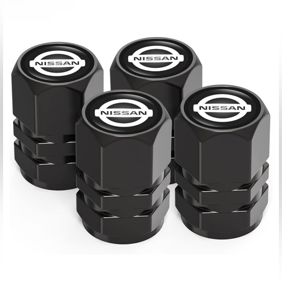 Nissan logo Black Tire Valve Caps, Valve Stem Caps - Picture 2 of 3